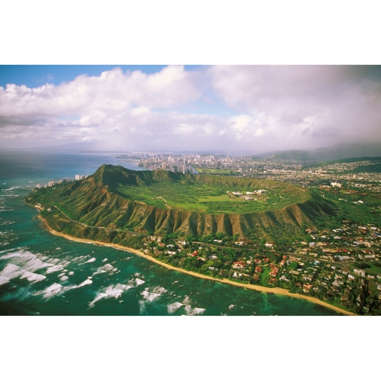Posterazzi Hawaii Oahu Aerial Of Diamond Head Crater With Coastline View Kahala Homes